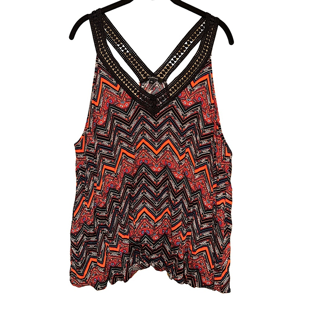 AMBIANCE - Multicolor Aztec/Tribal Flowy Tank Top Blouse